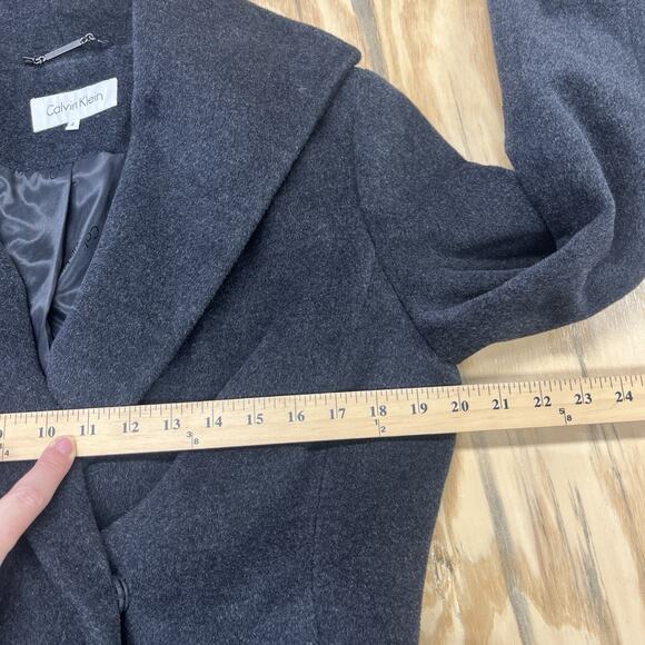 Calvin Klein Tench Overcoat Charcoal Gray Angora Wool Womens Size 4 Regency - Picture 11 of 14